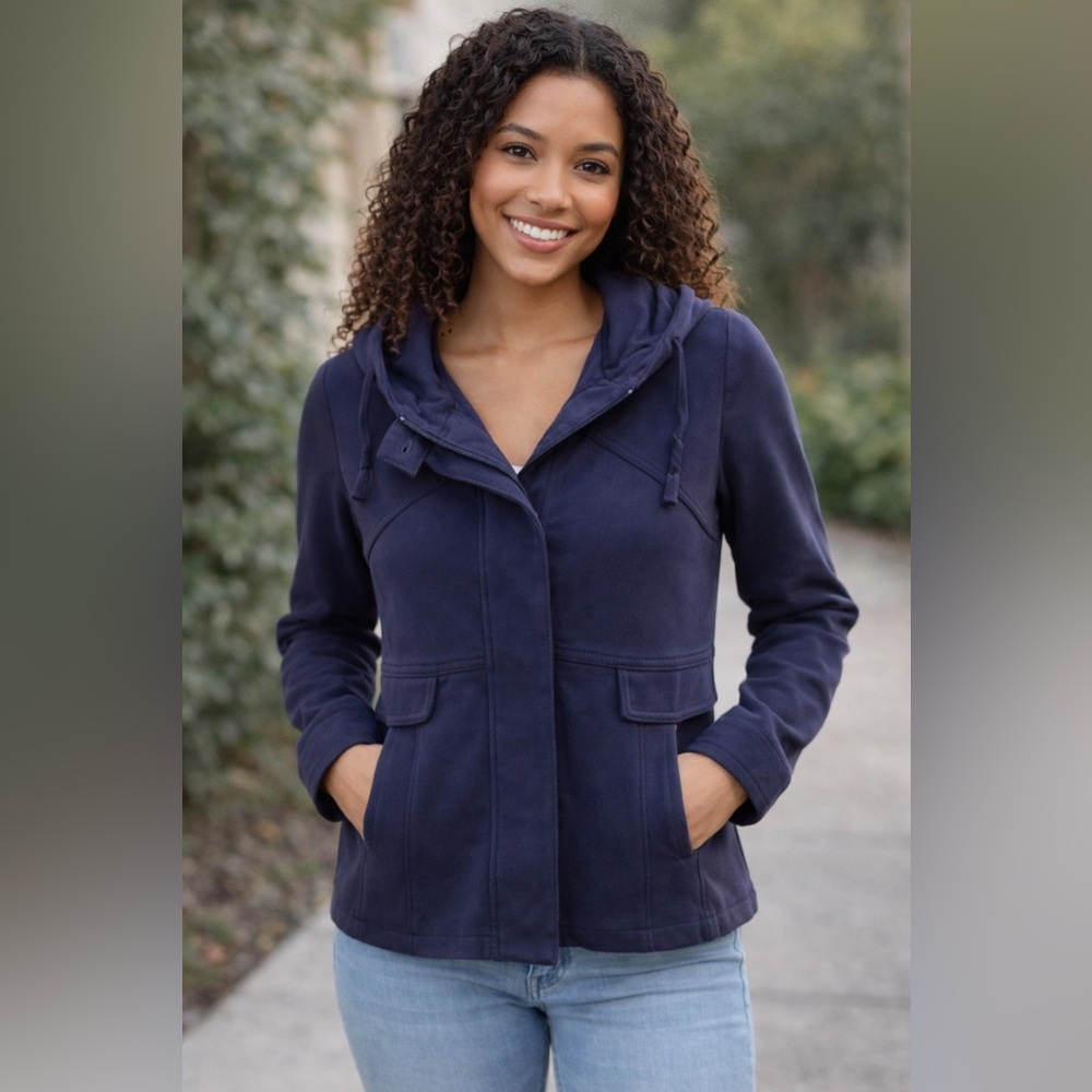 Theory Emilen Navy Hooded Cotton Jacket Women’s Small VGUC